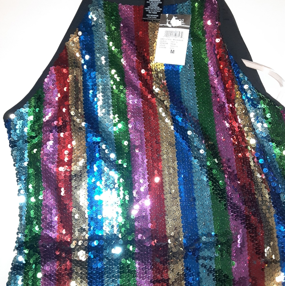 Multi colored sequin tank crop top size medium